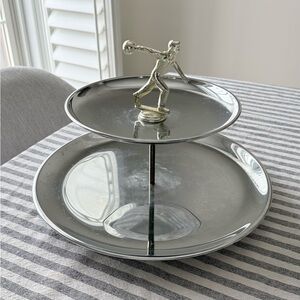 vintage Vogue by Kromex two-tier chrome serving tray